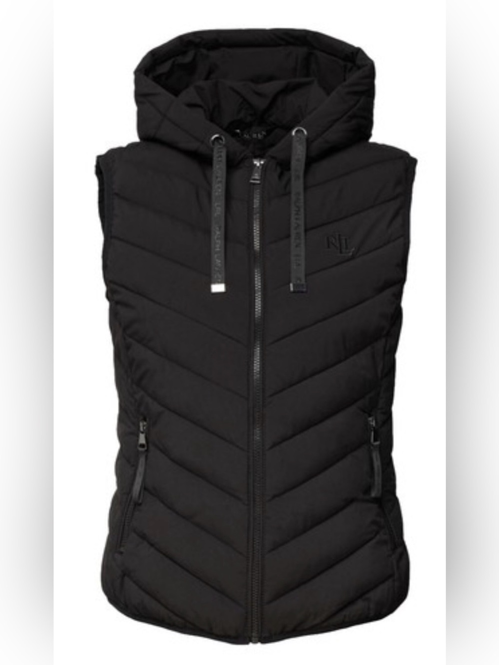 Lauren Ralph Lauren Black Quilted Hooded Vest L nwt